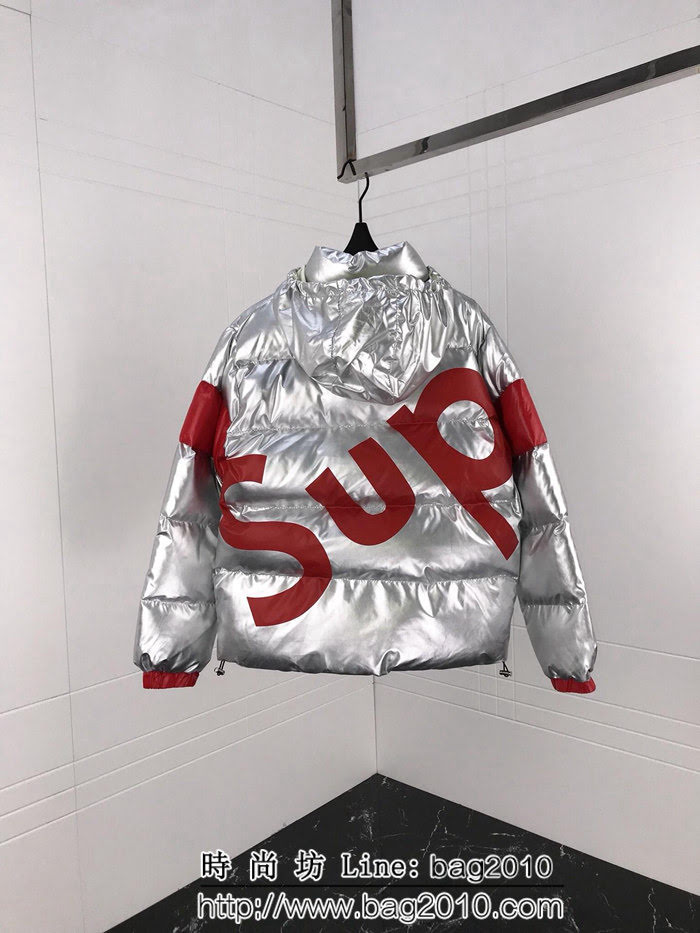 SUPREME  18ss秋冬新款 紅色suP印花搭配亮銀色 加厚棉服 情侶款 ydi1247